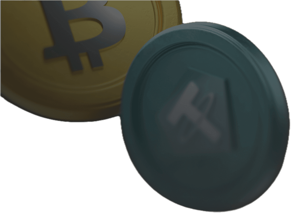 Crypto coins with laptop