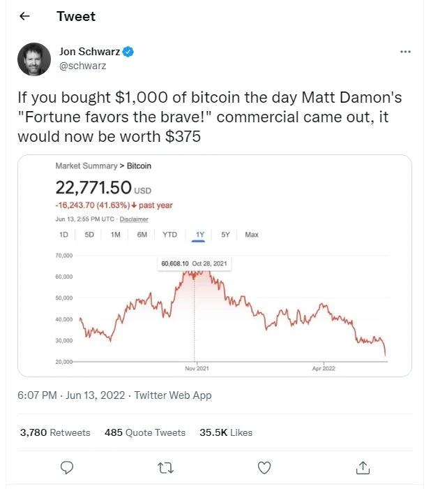 crypto tweet on Matt Damon